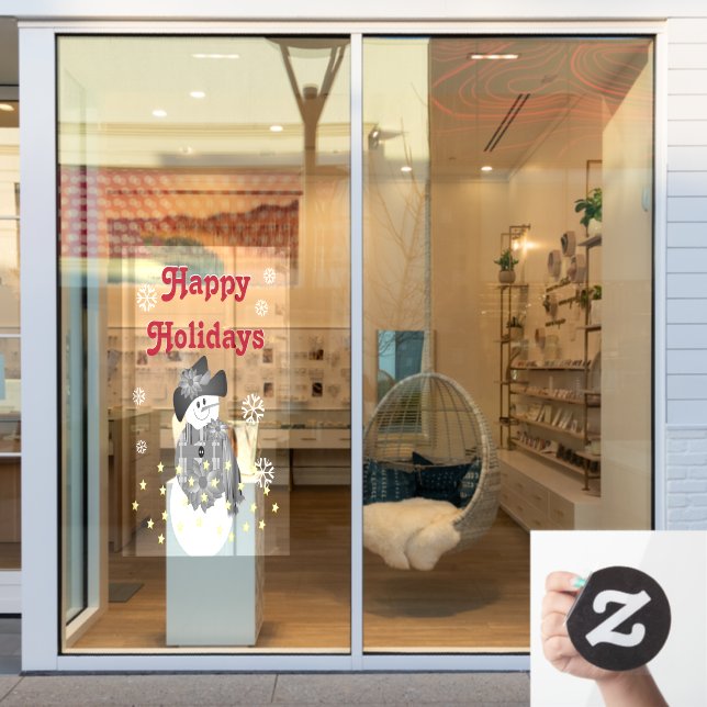 Moderner Künstlerischer Schneemann Fensteraufkleber (Schaufenster)