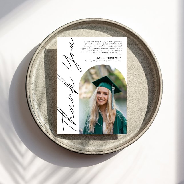 Moderner Lässiger Script Arch Foto Abschluss Schwa Dankeskarte (Von Creator hochgeladen)