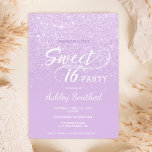 Moderner Lavendel Glitzer ombre lila Sweet 16 Einladung<br><div class="desc">Ein modernes,  hübsches Imitat Lavendel Glitzer Duschombre mit lila Farbblock Sweet 16 Geburtstagsfeier mit eleganter Typografie mit lila Omelmuster. Perfekt für eine Prinzessin 16 . Geburtstag.</div>