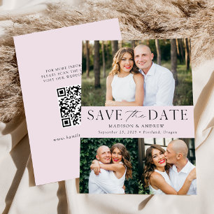 Moderner Lavendel Lila 3 Foto QR-Code Save The Date