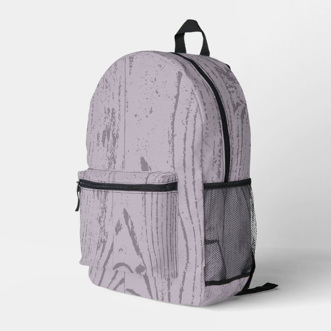Moderner Lavendel Lila Holzkörner Bedruckter Rucksack (Rückseitige Ecke Rechts)