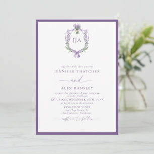 Moderner Lavendel   Monogramm-Foto-Hochzeit Einladung