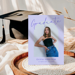 Moderner Lavendel Script Arch Foto Abschluss Einladung