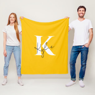 Moderner, lebendiger Personalisierter Monogramm-Na Fleecedecke