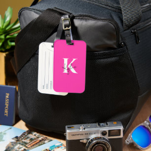 Moderner, lebendiger Personalisierter Monogramm-Na Gepäckanhänger