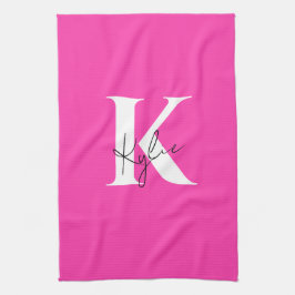 Moderner, lebendiger Personalisierter Monogramm-Na Geschirrtuch