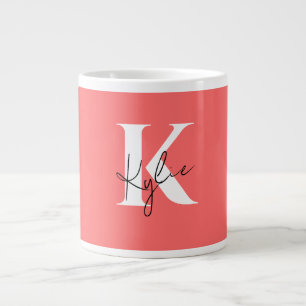 Moderner, lebendiger Personalisierter Monogramm-Na Jumbo-Tasse