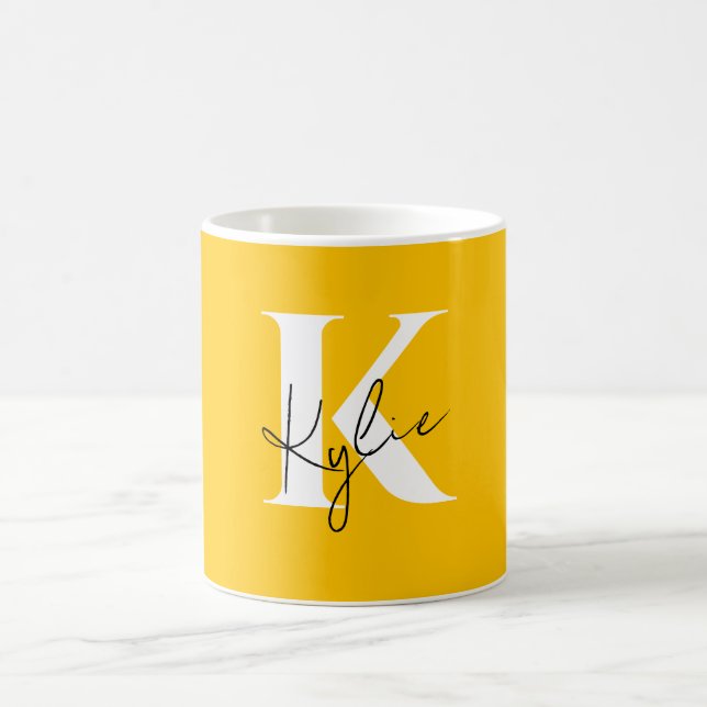 Moderner, lebendiger Personalisierter Monogramm-Na Kaffeetasse (Mittel)