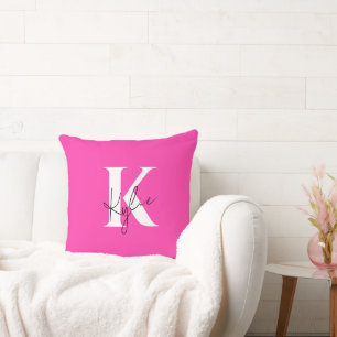 Moderner, lebendiger Personalisierter Monogramm-Na Kissen