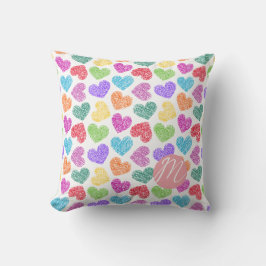 Moderner, lebendiger Regenbogen Doodle Hearts Mit Kissen