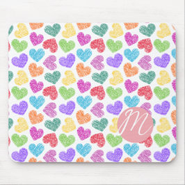 Moderner, lebendiger Regenbogen Doodle Hearts Mit Mousepad
