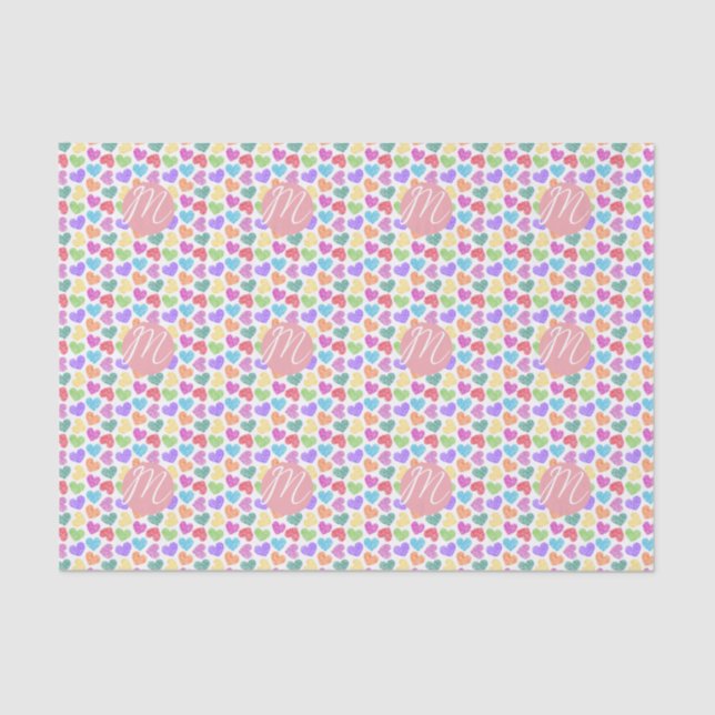 Moderner, lebendiger Regenbogen Doodle Hearts Mit  Seidenpapier (Vorderseite)