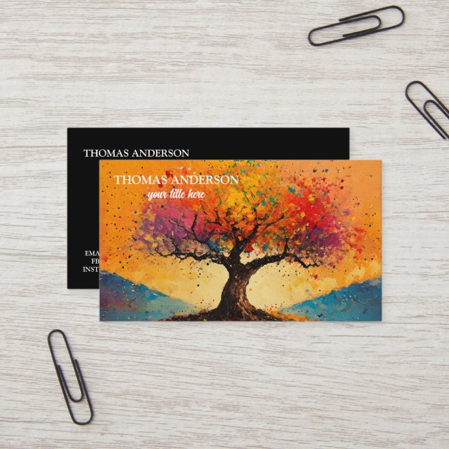 Moderner Lebensbaum Wellness Life Coach Visitenkarte (Vorderseite/Rückseite Beispiel)