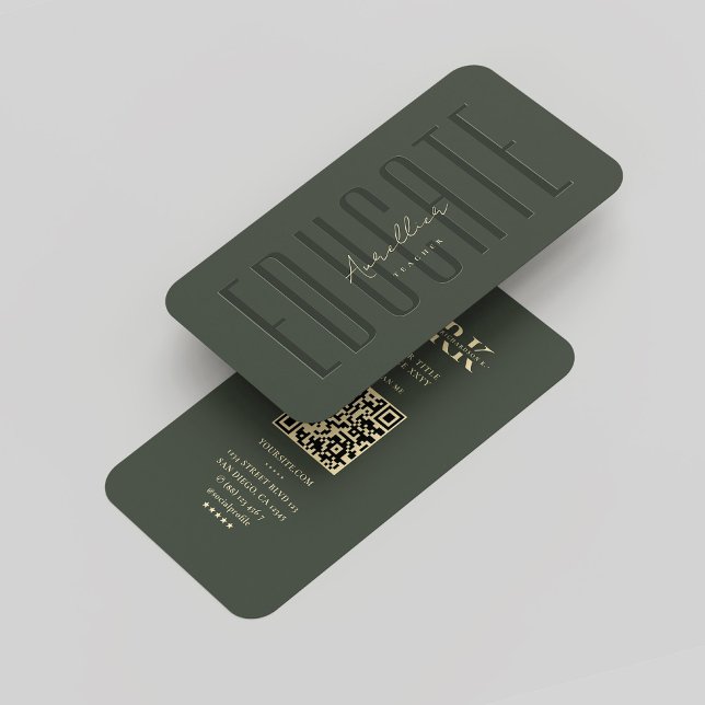 Moderner Lehrer Professor Monogram Dark Green Gold Visitenkarte (Modern Teacher Professor Monogram Dark Green Gold Business Card
)
