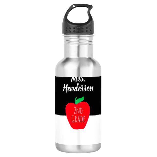 Moderner Lehrer Red Apple Custom Grade Personalisi Edelstahlflasche (Vorderseite)