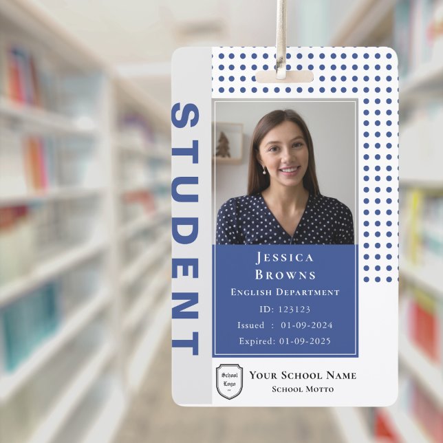Moderner Lehrer/Student Deep Blue Foto University Ausweis (Modern Teacher/ Student Deep Blue Photo University Badge)