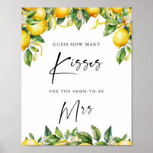 Moderner Lemon Citrus wie viele Küsse Brautparty Poster