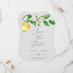 Moderner Lemon Garden   Graue Hochzeit Save The Date