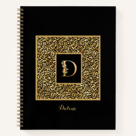 Moderner Leopard Gold Personal Monogram Letter D Notizbuch
