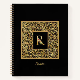 Moderner Leopard Gold Personal Monogram Letter R Notizbuch