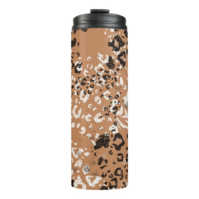 Moderner Leopard. Muster. Hintergrund. Die wilde N Thermosbecher (Vorderseite)