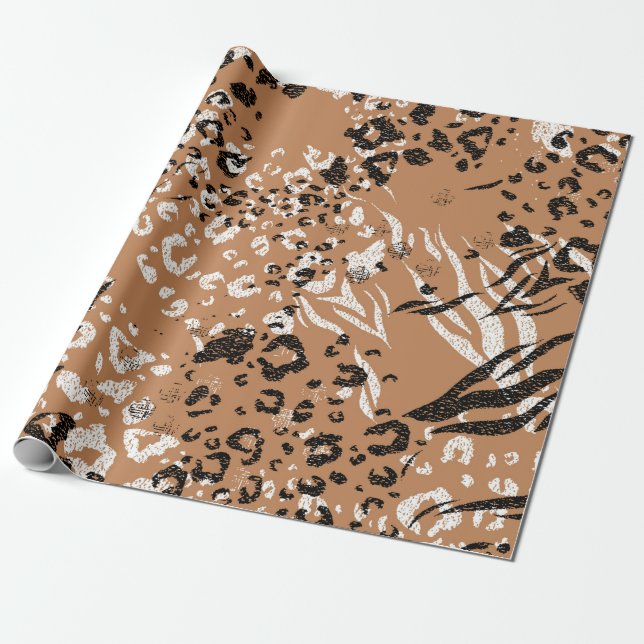 Moderner Leopard. Muster. Hintergrund. Wildnis. Geschenkpapier (Ungerollt)