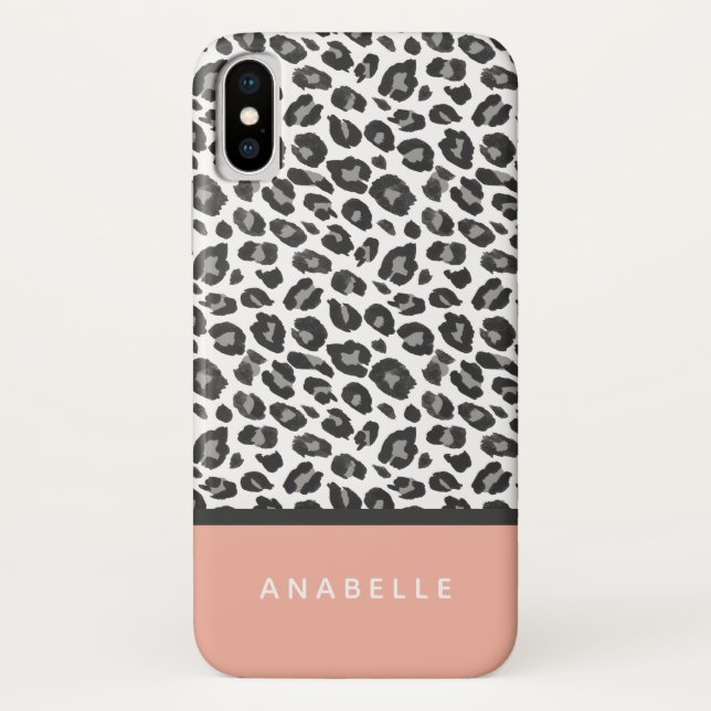 Moderner Leopardendruck in Schwarz/Weiß Case-Mate iPhone Hülle (Rückseite)