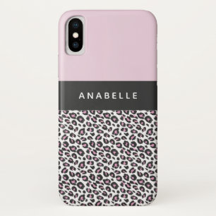 Moderner Leopardendruck in Schwarz, Weiß und Rosa Case-Mate iPhone Hülle