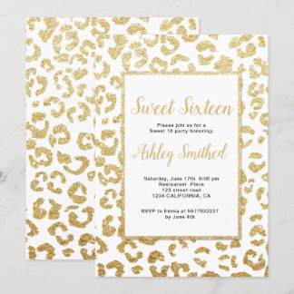 Moderner Leopardmuster-ImitatgoldGlitter Bonbon 16 Einladung