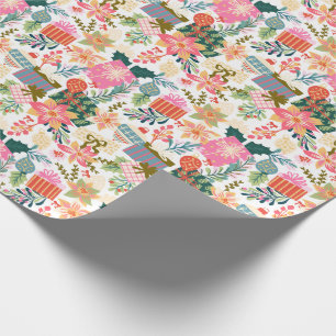 Moderner, leuchtend Retro-farbener Weihnachtsurlau Geschenkpapier