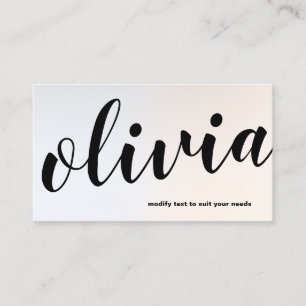 Moderner, leuchtend silberfarbener kalligrafischer visitenkarte