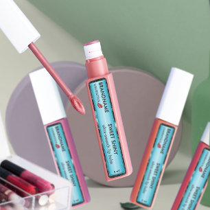 Moderner Lichtblau Foil & Black Glittery Lip Balm Etiketten