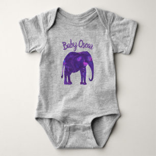 Moderner Lila Abstrakter Elephant Baby Bodysuit Strampler
