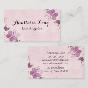 Moderner Lila Buterfly Visitenkarte