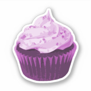 Moderner Lila Cupcake Aufkleber