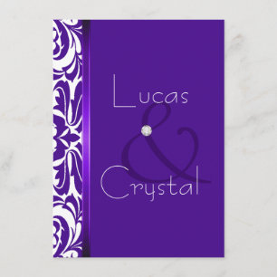 Moderner lila Damast-elegante Hochzeits-Einladung Einladung