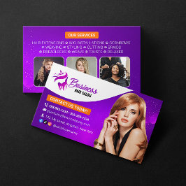Moderner Lila FriseurStylist Schönheitssalon Frisö Visitenkarte