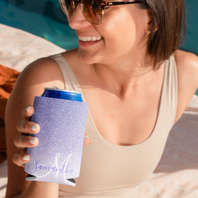 Moderner Lila Glitzer Glitzern Personalisiert Name Dosenkühler (Von Creator hochgeladen)