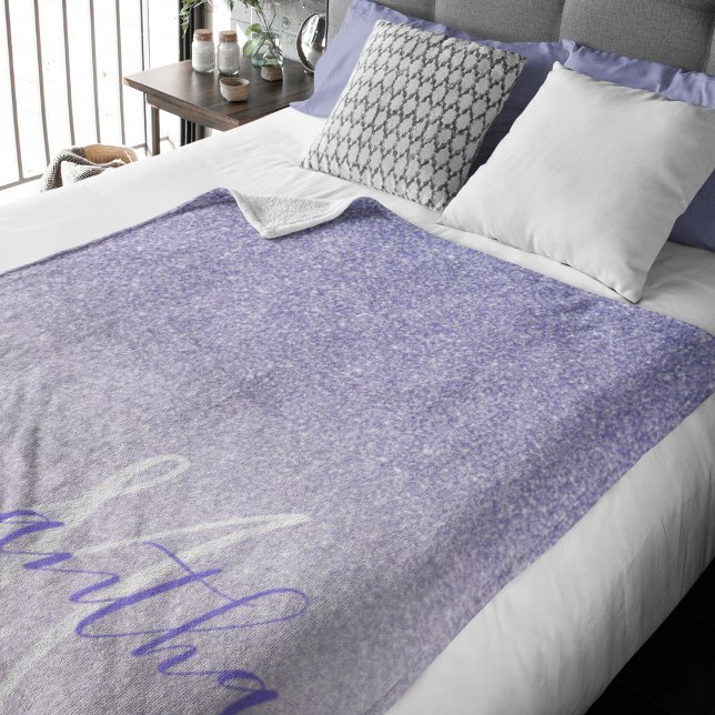 Moderner Lila Glitzer Glitzern Personalisiert Name Sherpadecke (Von Creator hochgeladen)