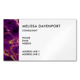 Moderner Lila-Gold-Abstrakter Marmor Magnetische Visitenkarte