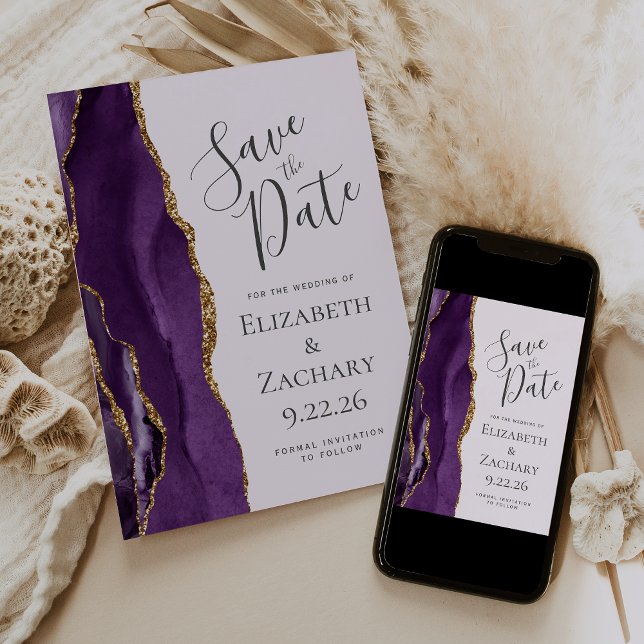 Moderner Lila Goldlavender Save the Date (Von Creator hochgeladen)