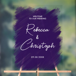 Moderner lila Hochzeitsempfang Acryl Acrylschild