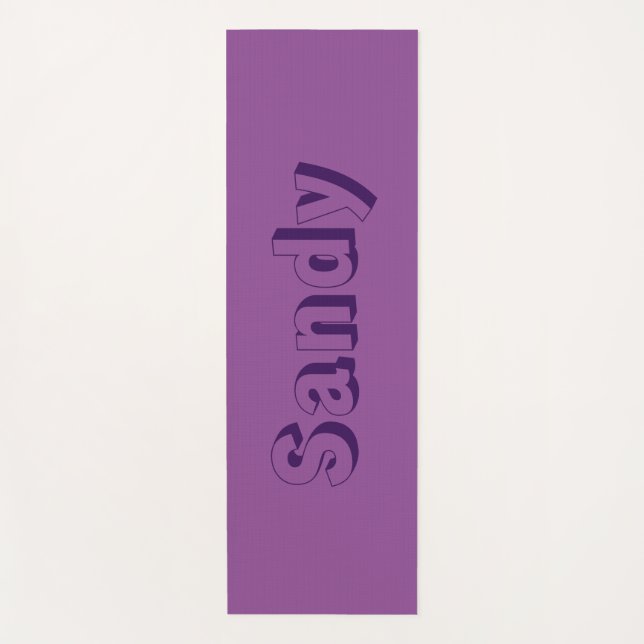 Moderner lila Monogramm-Name Yogamatte (Vorderseite)