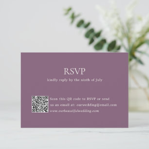 Moderner Lila QR-Code Elegante Hochzeit RSVP Karte