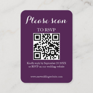 Moderner Lila QR Code & UAWG Wedding Begleitkarte
