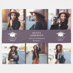 Moderner lila Script-Abschluss mit mehreren Fotos Fleecedecke