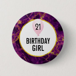 Moderner Lila und Abstrakter Marmor Geburtstag Button