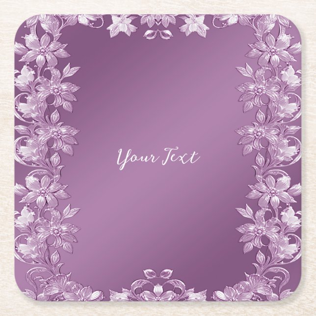 Moderner Lilac Floral Paper Untersetzer (Vorderseite)
