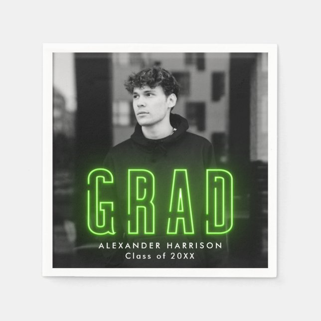 Moderner Limonengrün-Neon-Foto-Abschluss Serviette (Vorderseite)