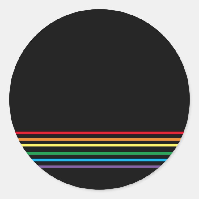 Moderner linearer Regenbogen auf schwarz Runder Aufkleber (Vorderseite)